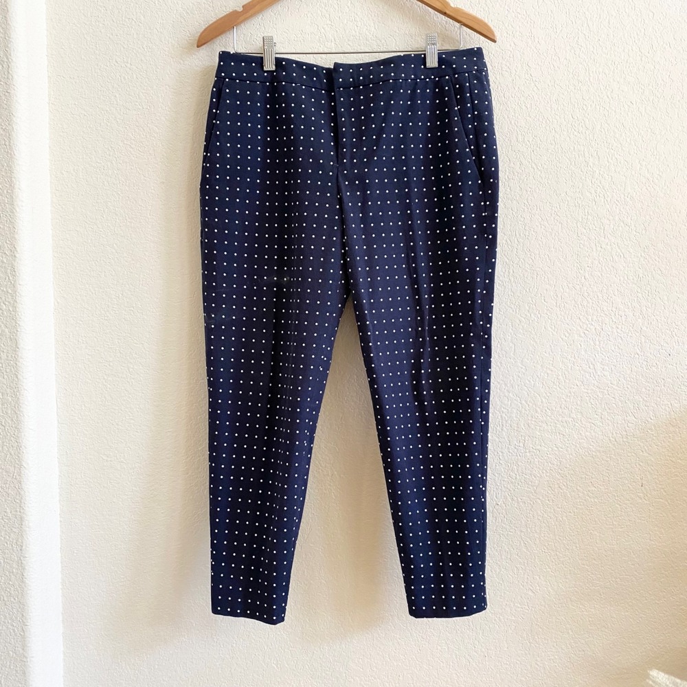 Lauren Ralph Lauren Womens Navy‎ Polka Dot Slim Leg Ankle Pants Size 8